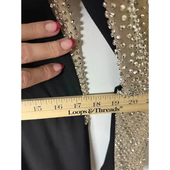 Xscape Black and Gold Long Sleeve Dress - Picture 10 of 13